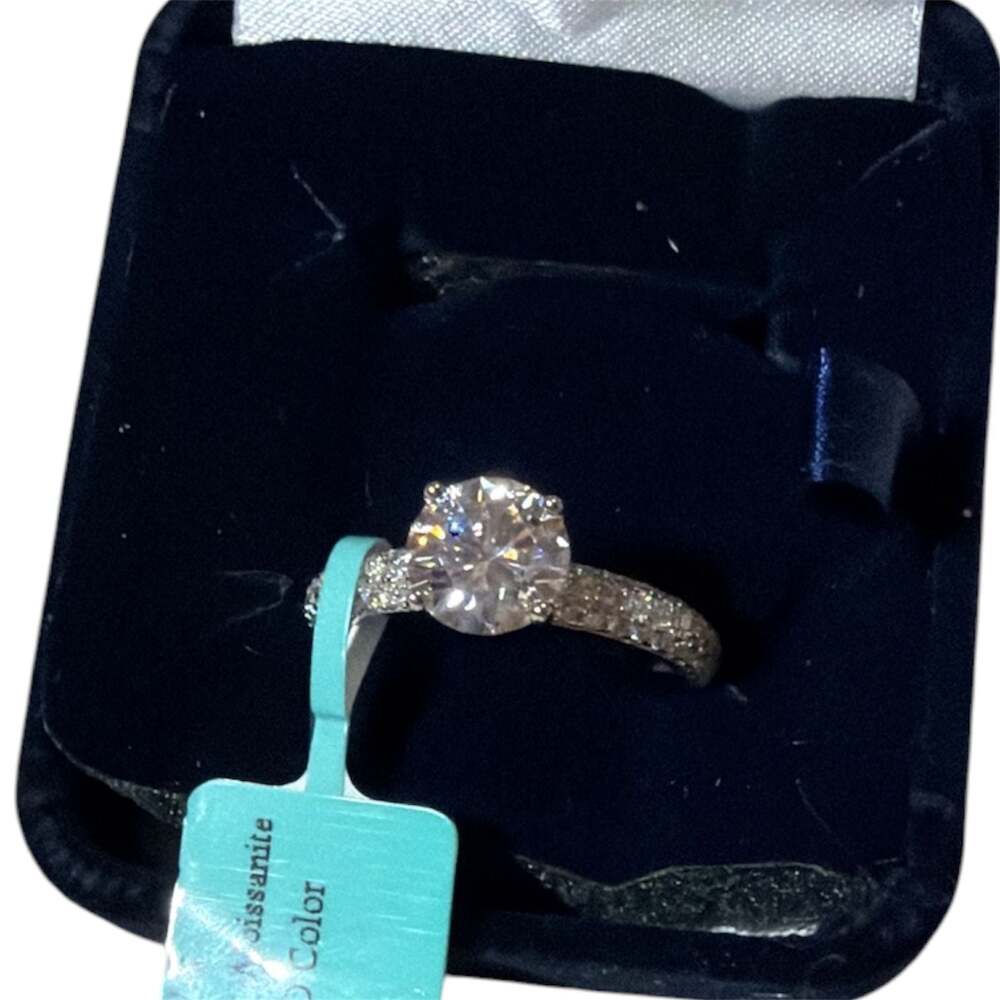 925 Sterling Silver Moissanite 4.95 CTW VVSD Color Engagement Ring